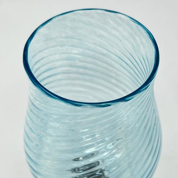 Murano Style Goblet Art Glass Signed Venetian Blue Amber Brown Hand Blown - Picture 9 of 11